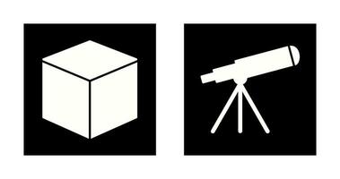 cubique conception et télescope icône vecteur