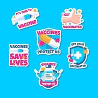 collection d'autocollants de vaccins vecteur