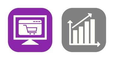commerce électronique site Internet et en hausse statistiques icône vecteur