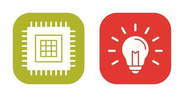 processeur et lumière ampoule icône vecteur