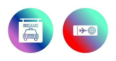 location une voiture et avion des billets icône vecteur