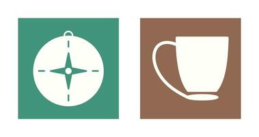 boussole et café tasse icône vecteur