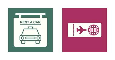 location une voiture et avion des billets icône vecteur