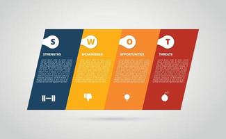 graphique infographique d'entreprise swot incliné ou incliné avec plat moderne vecteur