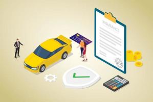 concept d'assurance automobile avec voiture et papier contractuel