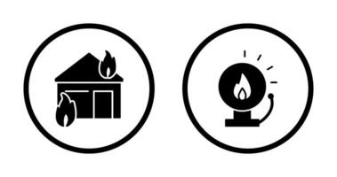 Feu consommant maison et Feu alerte icône vecteur