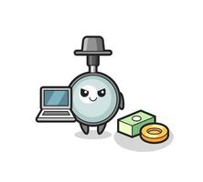 illustration de mascotte de loupe en tant que pirate informatique vecteur