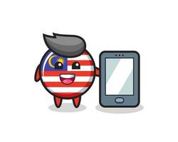 drapeau malaisie, insigne, illustration, dessin animé, tenue, a, smartphone vecteur