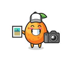 illustration de caractère de kumquat en tant que photographe vecteur
