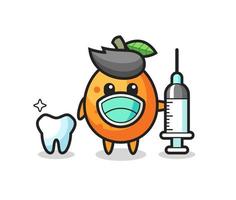 personnage mascotte de kumquat en tant que dentiste vecteur