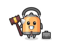 illustration de la mascotte de la bouilloire en tant qu'avocat vecteur