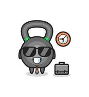 mascotte de dessin animé de kettlebell en tant qu'homme d'affaires vecteur