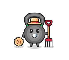 personnage mascotte de kettlebell en tant qu'agriculteur vecteur