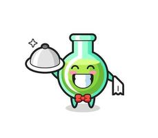 mascotte de personnage de béchers de laboratoire en tant que serveurs vecteur