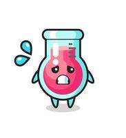 personnage de mascotte de bécher de laboratoire avec un geste effrayé vecteur