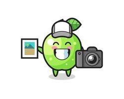 illustration de caractère de pomme verte en tant que photographe vecteur