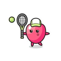personnage de dessin animé du symbole du coeur en tant que joueur de tennis vecteur