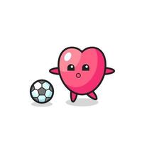 illustration de dessin animé de symbole de coeur joue au football vecteur
