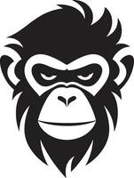 noir singe dans le sauvage une majestueux chimpanzé icône élégant simplicité noir vecteur singe logo conception