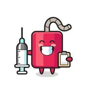 illustration de mascotte de dynamite en tant que médecin vecteur