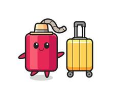 illustration de dessin animé de dynamite avec des bagages en vacances vecteur