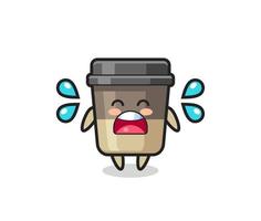 illustration de dessin animé de tasse de café avec un geste qui pleure vecteur