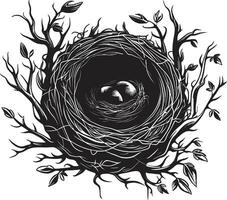 esthétique aérien habitation noir nid logo simplicité dans ombres gracieux oiseau nid conception vecteur