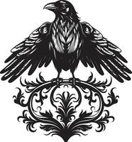 noir corbeau vecteur badge prime oiseau symbolique insigne