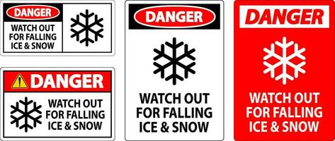 danger signe regarder en dehors pour chute la glace et neige vecteur