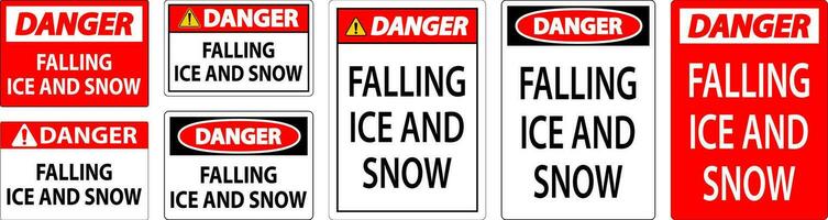 danger signe chute la glace et neige vecteur