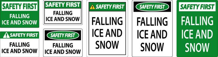 sécurité premier signe chute la glace et neige vecteur