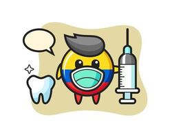 personnage mascotte de l'insigne du drapeau colombien en tant que dentiste vecteur