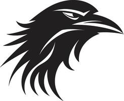 abstrait noir corbeau emblème minimaliste oiseau graphique badge vecteur
