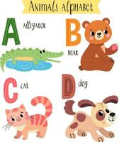vecteur illustration de mignonne animaux de une à z. enfants alphabet dans des photos.