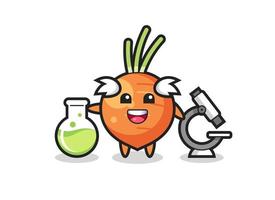 personnage mascotte de carotte en tant que scientifique vecteur