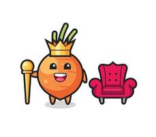 caricature de mascotte de carotte en tant que roi vecteur
