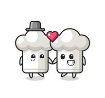 Couple de personnage de dessin animé de chapeau de chef avec un geste amoureux vecteur
