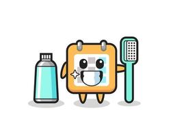 mascotte, illustration, de, calendrier, à, a, brosse à dents vecteur