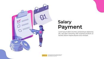 modèle de page de destination du concept de paiement de salaire et d'illustration de la paie vecteur