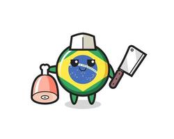 illustration du caractère insigne du drapeau brésilien en tant que boucher vecteur