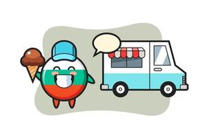 mascotte, dessin animé, de, bulgarie, drapeau, insigne, à, glace, camion vecteur