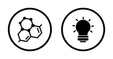 molécule et lumière ampoule icône vecteur
