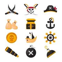 collection d'icônes de pirates vecteur
