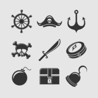 jeu d'icônes de pirates vecteur