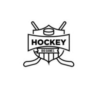 modèle de conception de logo noir vecteur équipe club de hockey premium