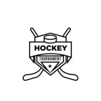 modèle de conception de logo noir vecteur équipe club de hockey premium