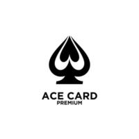 carte ace premium avec conception de logo vectoriel noir icône coeur