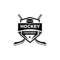 modèle de conception de logo noir vecteur équipe club de hockey premium