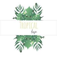invitation de mariage ou bannière tropicale avec monstera et feuilles de palmier vecteur