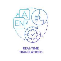 icône de concept de dégradé bleu de traduction en temps réel vecteur